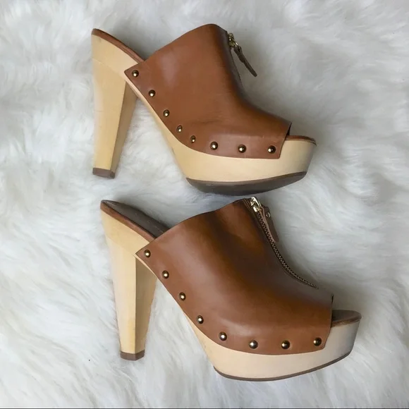 Via Spiga (N) Leather Mules Heels Sandals - Picture 3 of 6